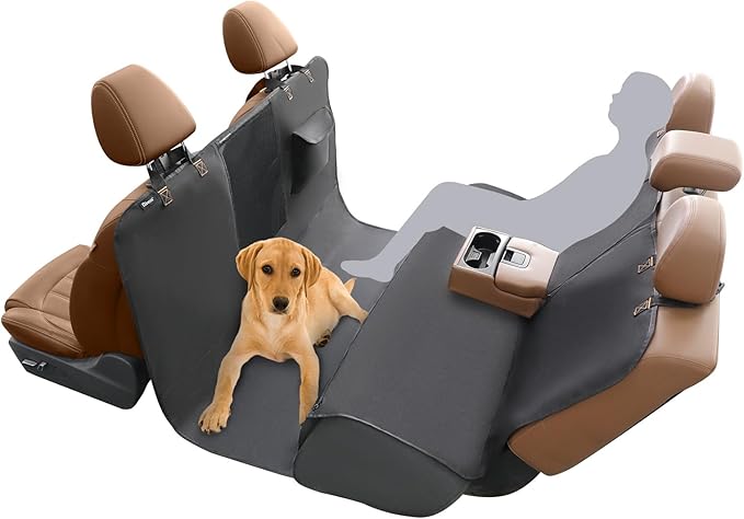 Full-Coverage Dog Seat Cover for Back Seat, 600D Ripstop Dog Hammock for Car,100% Waterproof CarSeat Protector, Suv Cargo Liner for Dogs, Armrest&amp;Child Car Seat Accessible,Install Once,Stay Put