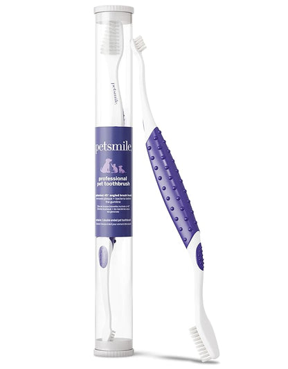 petsmile Professional Pet Toothbrush - Patented 45 Degree Cat &amp; Dog Toothbrush for Small &amp; Large Animals - Pet Accessories for Dental Care - VOHC Approved Teeth Cleaning - Dog Toothpaste Not Included