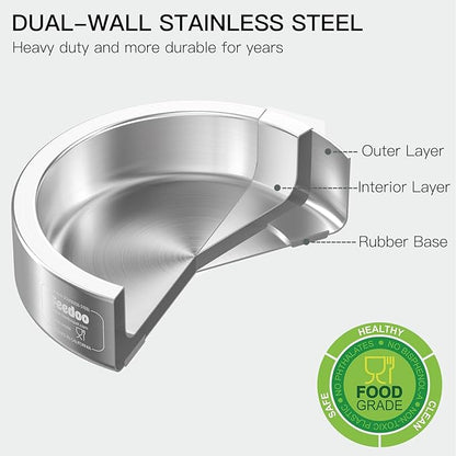 20oz Stainless Steel Cat Food &amp; Water Bowl - Double Walled 304 Stainless Steel Non-Slip Cat Dish | BPA-Free &amp; Dishwasher Safe for Indoor Cats