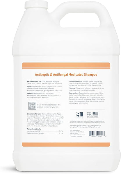 Veterinary Formula Clinical Care Antiseptic and Antifungal Medicated Shampoo for Dogs &amp; Cats, 128 Fl Oz – Helps Alleviate Scaly, Greasy, red Skin – Paraben, Dye, Soap-Free (1 Pack)