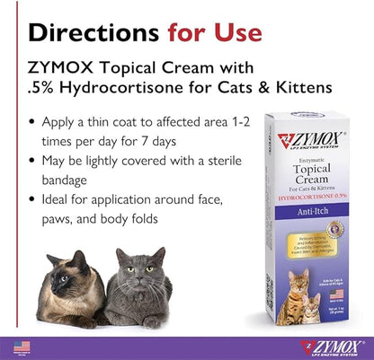 Zymox Cat &amp; Kitten Topical Cream w/ .5% hydrocortisone - 1 oz. Tube