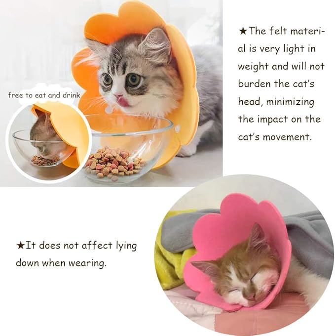 Cute Flower Recovery Collar - Adjustable M Size (2pcs), After Surgery Elizabethan Collar for Kittens, Cats, Puppies &amp; Rabbits