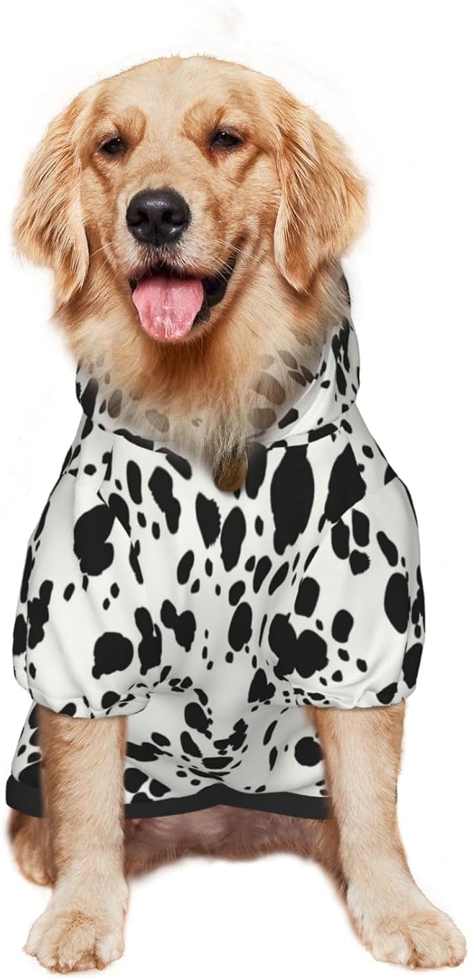 Halloween Dalmatian Dog Costume, Cute Animal Dalmatians Print Winter Clothes Sweaters for Halloween Cosplay Autumn Pets&