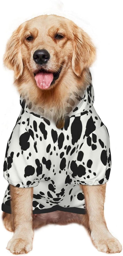 Halloween Dalmatian Dog Costume, Cute Animal Dalmatians Print Winter Clothes Sweaters for Halloween Cosplay Autumn Pets&