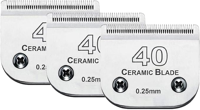 3PCS 40 Blades Dog Grooming Replacement Blades Compatible with Andis Dog Clipper,Ceramic Blade &amp; Stainless Steel Blade