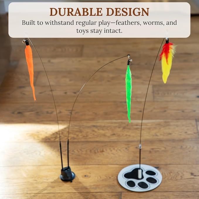Suction Cup Cat Toys for Indoor Cats Interactive Suction Cup Cat Wand Toy Feather Teaser for Indoor Cats &amp; Kittens Multi Surface Base for Hands Free Play