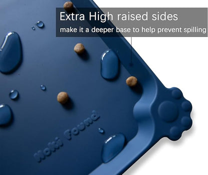 Hoki Found XX-Large Silicone Pet Food Mats - Non-Slip Dog &amp; Cat Bowl Placemats - Waterproof Feeding Mats - Ink Indigo