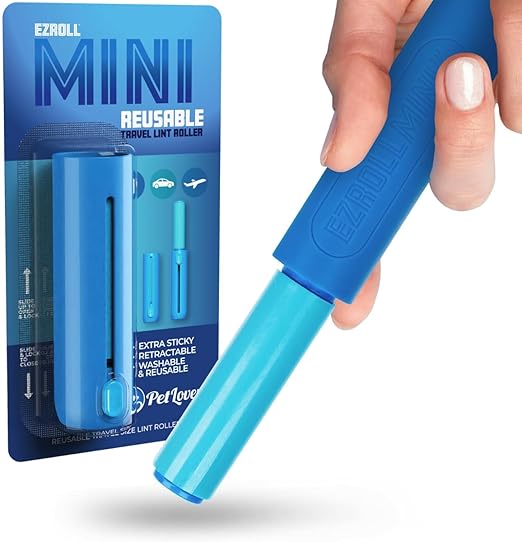 PetLovers EzRoll Reusable Lint Roller - Sticky for Life &amp; Multi-Purpose Pet Hair, Dust, &amp; Lint Remover for Clothing, Upholstery, &amp; Cars - Sustainable, Washable &amp; Efficient