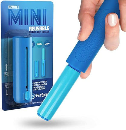 PetLovers EzRoll Reusable Lint Roller - Sticky for Life &amp; Multi-Purpose Pet Hair, Dust, &amp; Lint Remover for Clothing, Upholstery, &amp; Cars - Sustainable, Washable &amp; Efficient