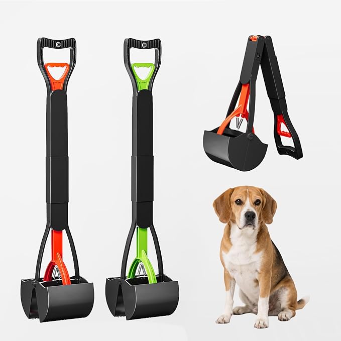 2 Pack 32 Inch Foldable Dog Pooper Scooper,Dog Poop Pick Up Tool for Large&amp;Small Dogs,Sturdy &amp; Light Weight,Easy to Carry and Clean