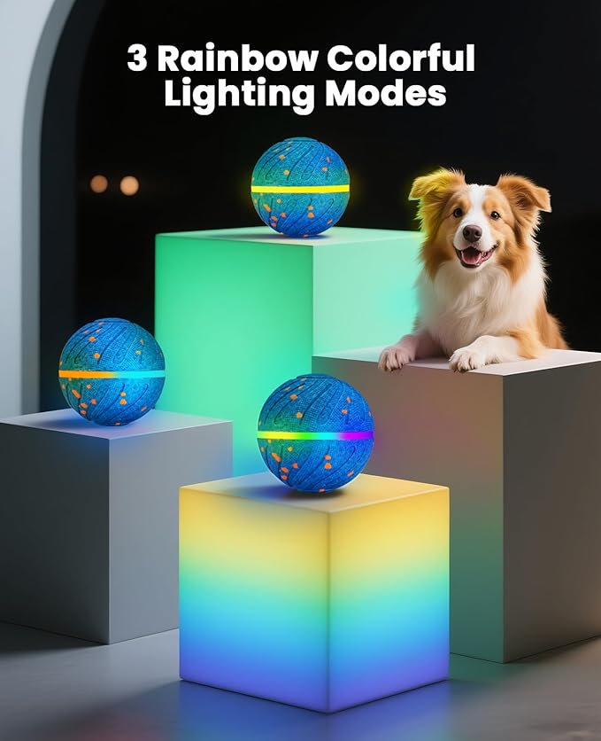 Smart Interactive Dog Balls, Automatic Moving Ball for Medium and Large Dogs, E-TPU New Material, Motion Activated Rolling &amp; Rotating Bouncy Toy for Dog Enrichment &amp; Stimulation