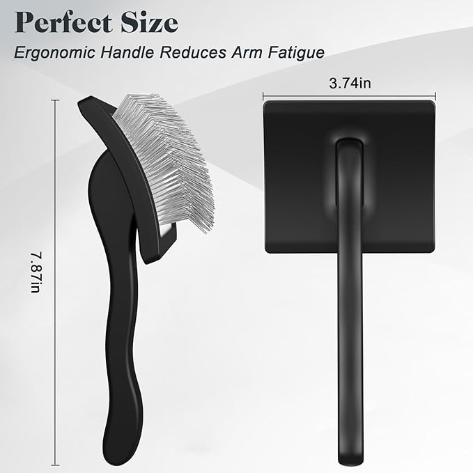 2PCS Slicker Brush for Dogs &amp; Pet Comb,Professional Dog Grooming Brush (Goldendoodles,Poodles,Labradoodles) with Extra Long Pins to Effectively Remove Tangles, Knots and Mats (Black)