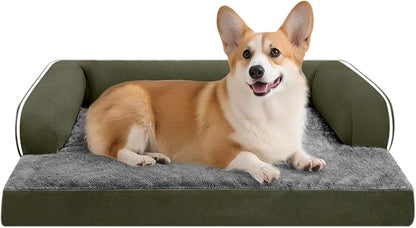 Dog Bed Medium Size Dog-Orthopedic Waterproof Bed for Dogs,Foam Couch Sofa with Washable Removable Cover &amp; Non-Slip Bottom-Dark Green