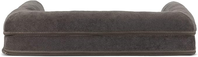 FurHaven Soft, Orthopedic Foam Sofa Dog Bed with Washable &amp; Removable Cover - Sherpa/Chenille - Coffee, Dogs Up to 35 lbs - Medium