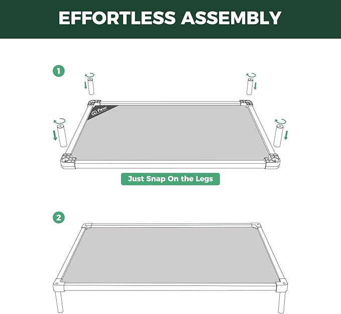FXW TitanNest Chew-Proof Elevated Dog Bed, Raised Cot for Indoor/Outdoor/Camping Use, Durable &amp; Waterproof Cooling Pet Bed for Small Dogs, 35.0" L x 22.0" W x 4.5" H, Black