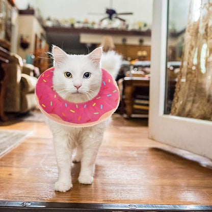 BINGPET Cute Donut Recovery Collar for Cats and Puppies, Soft Adjustable Protective Pet E Collar Neck Cone After Surgery, Fit for Kitties, Small Dogs