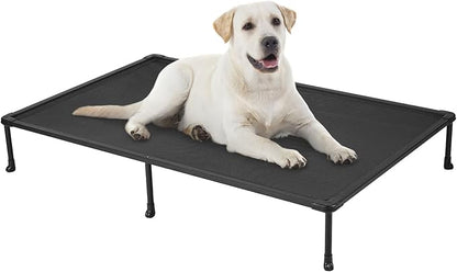Veehoo Chewproof Elevated Dog Bed - Cooling Raised Pet Cot, Breathable Mesh, Washable &amp; Non-Slip for Large Dogs, Indoor/Outdoor, Black Mat and Black Frame, 59x37inches (Model CWC2203A03)
