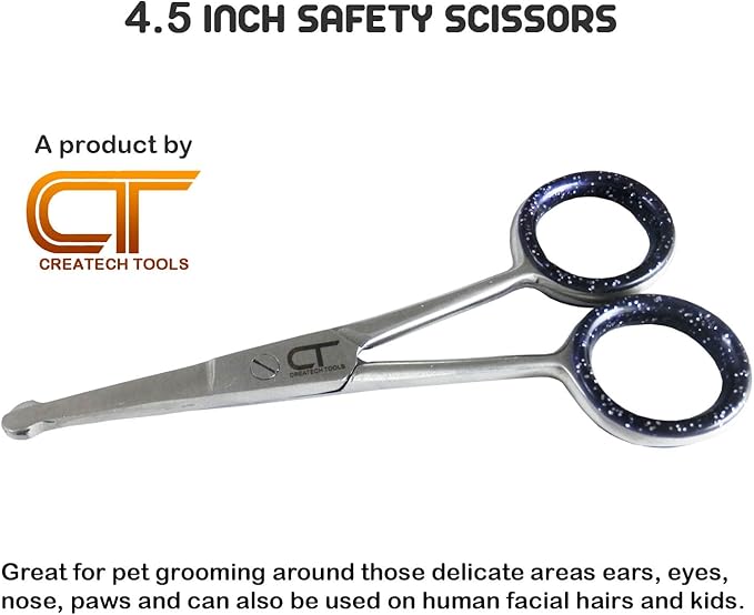 CT Pet Cat Dog Grooming Scissors Kit - 6 &amp; 4 inch Hair Cutting Scissors Set, Japanese Stainless Steel Curved Blades with Safety Round Tips for Your Beloved Pets