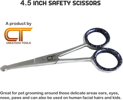CT Pet Cat Dog Grooming Scissors Kit - 6 &amp; 4 inch Hair Cutting Scissors Set, Japanese Stainless Steel Curved Blades with Safety Round Tips for Your Beloved Pets