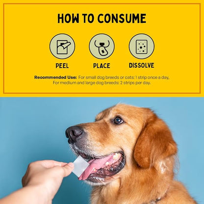 Fresh Breath Oral Strips for Dogs &amp; Cats | Natural Spearmint &amp; Thymol for Easy and Convenient, All-Natural Oral Care (30 Oral Dissolving Strips)