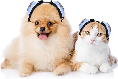 Calming Earmuffs for Cats and Small Dogs - for Anxiety Relief - Noise Canceling for Fireworks, Thunderstorms, Pet Grooming &amp; Force Drying - Dog Ear Muffs Noise Protection (Blue, Medium)