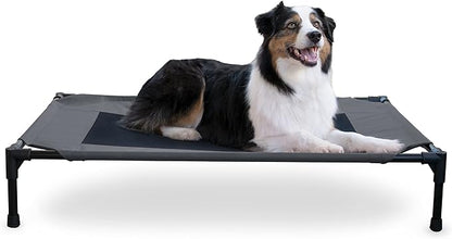 K&amp;H Pet Products Outdoor Elevated Dog Cot, Breathable Cooling Elevated Cot Hammock Pet Bed for Large Dogs, Washable Mesh Cover, Raised Metal Frame, Collapsible, Portable - Large 42 X 30in Charcoal
