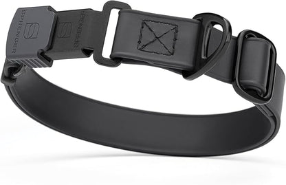 Dogline Biothane Waterproof Dog Collar with Herm Sprenger Black Stainless Steel Quick Release Buckle – Heavy Duty Tactical Durable Collar for Dogs – Comfortable and Safe Pet Collar W3/4" L12-19 Black