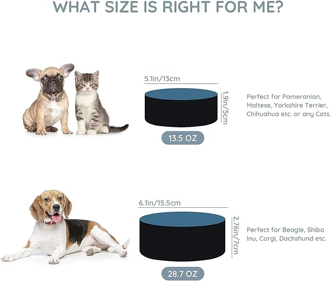 SPUNKYJUNKY Ceramic Dog and Cat Bowl Set with Wooden Stand, Modern Cute Weighted Food Water Set for Small Size Dogs (13.5OZ) &amp; Medium Sized Dogs (28.7OZ) &amp; Cats (1.7 Cups, 2 × Starry Blue)