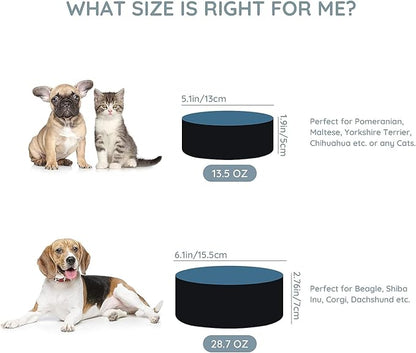 SPUNKYJUNKY Ceramic Dog and Cat Bowl Set with Wooden Stand, Modern Cute Weighted Food Water Set for Small Size Dogs (13.5OZ) &amp; Medium Sized Dogs (28.7OZ) &amp; Cats (1.7 Cups, 2 × Starry Blue)