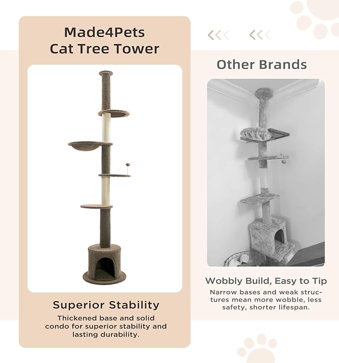 Made4Pets Floor to Ceiling Cat Tree 93-106&