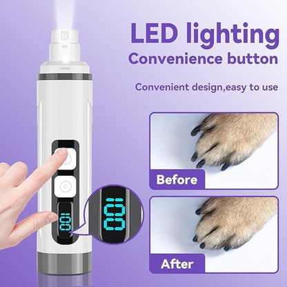 Dog Nail Grinder Quiet-2025 Release Ultra-Quiet Dog &amp; Cat Nail Grinder with LED Light &amp; Battery Display - Painless Nail Trimmer for Small to Large Pets, Thick Nails, and Sensitive Paws