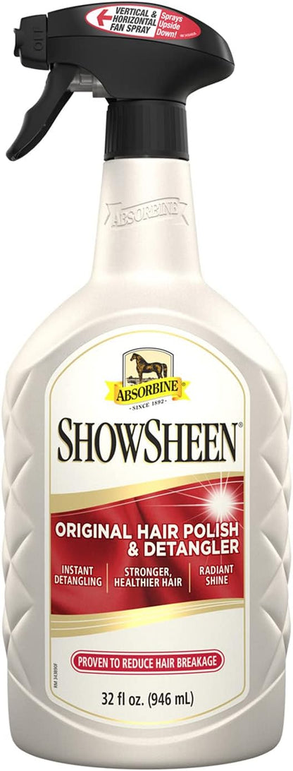Absorbine ShowSheen Hair Polish &amp; Detangler 32oz Spray Bottle, Horse and Dog Coat, Mane and Tail, Instant Detangling &amp; Reduces Hair Breakage for Healthy Grooming &amp; Radiant Shine