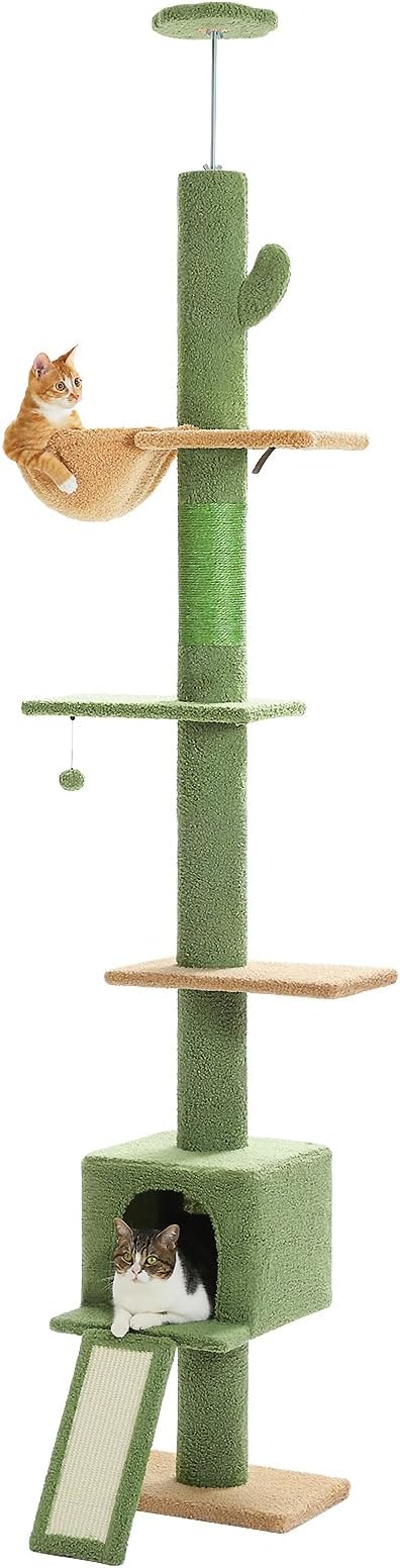 PEQULTI Floor to Ceiling Cat Tree, Tall Cat Tower, Adjustable Height (83&