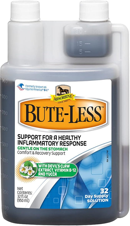 Absorbine Bute-Less Long-Term Horse Comfort &amp; Recovery Supplement Solution, Gentle on Stomach, Devil&