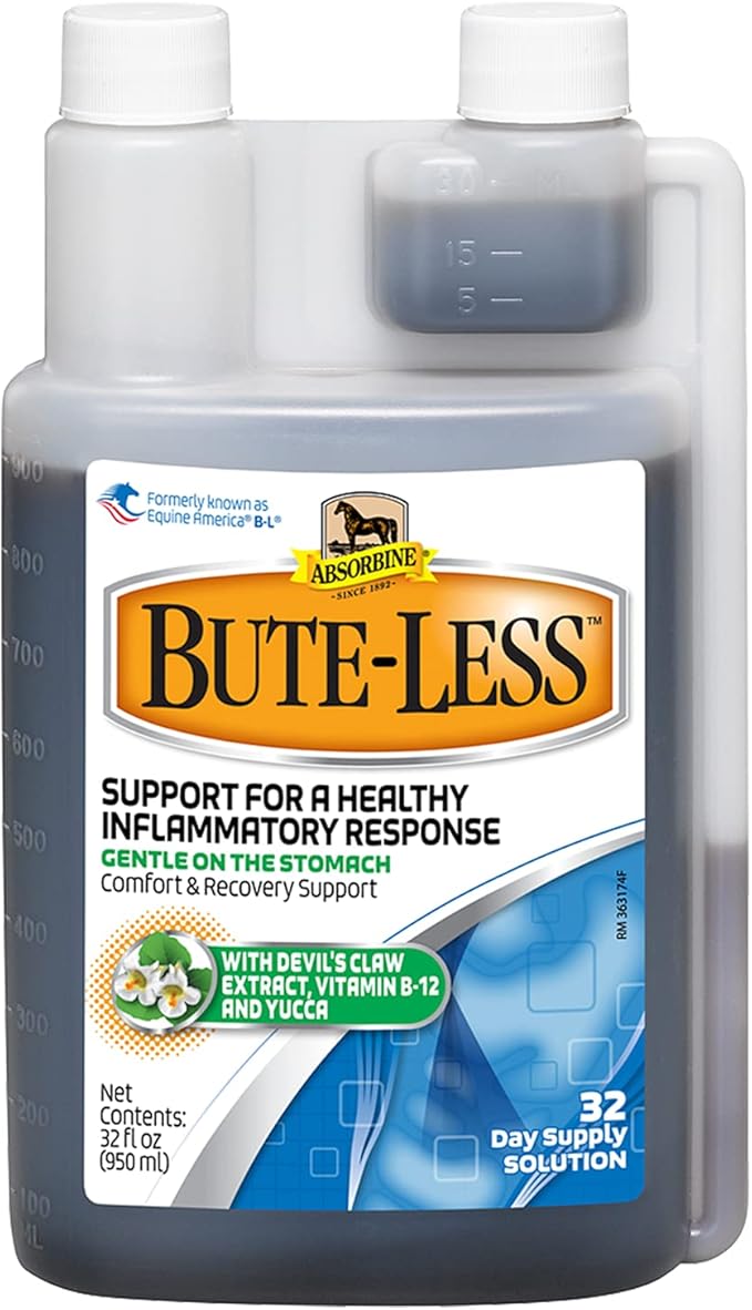 Absorbine Bute-Less Long-Term Horse Comfort &amp; Recovery Supplement Solution, Gentle on Stomach, Devil&