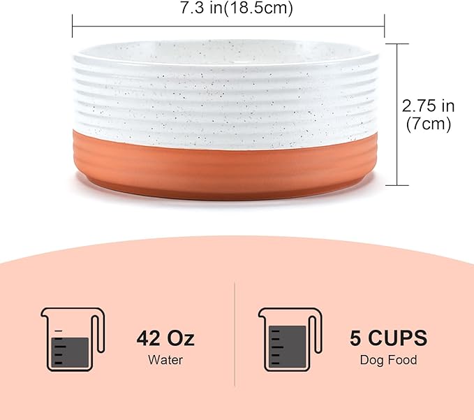 SPUNKYJUNKY Ceramic Dog Bowls 2 Pack, 7.3&