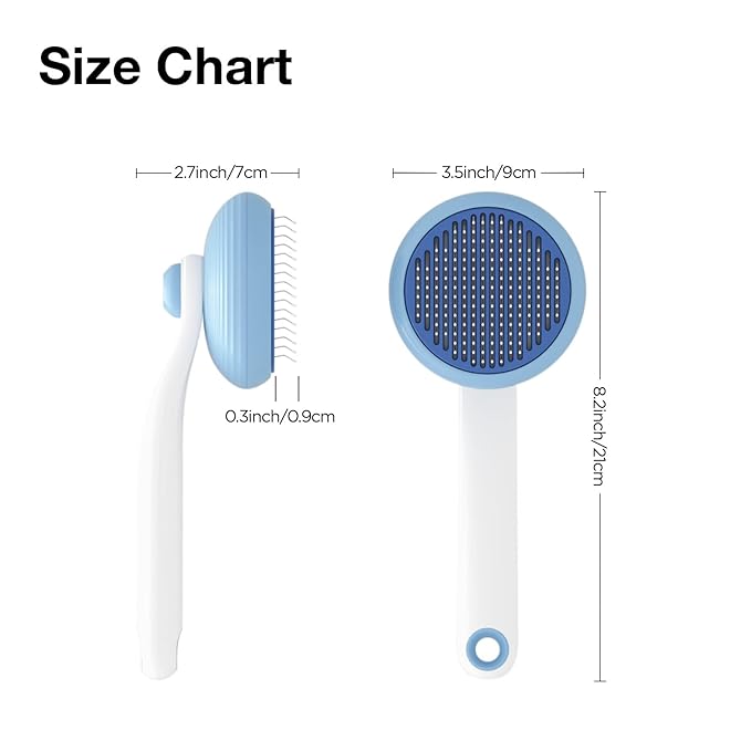 Self-Cleaning Slicker Brush for Pet Grooming: Removes Tangles, Loose Undercoat &amp; Mats from Cats &amp; Dogs (Blue)
