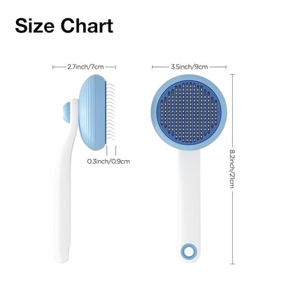 Self-Cleaning Slicker Brush for Pet Grooming: Removes Tangles, Loose Undercoat &amp; Mats from Cats &amp; Dogs (Blue)