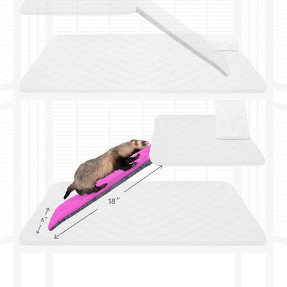Paw Inspired Fitted Fleece Liner for Ferret Nation, Critter Nation Cage for Ferrets, Rats, Chinchillas, Hedgehogs &amp; Other Small Animals (Pink, Ramp Cover)