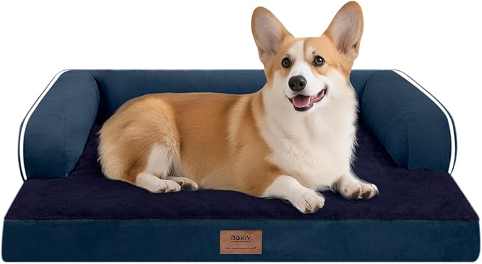 Dog Bed Medium Size Dog-Orthopedic Waterproof Bed for Dogs,Foam Couch Sofa with Washable Removable Cover &amp; Non-Slip Bottom-Navy Blue