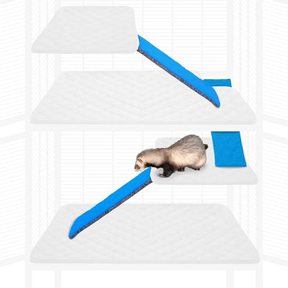 Paw Inspired® Fleece Liners for Ferret Nation, Critter Nation * Cage Ramp for Ferrets, Rats, Chinchillas, Hedgehogs &amp; Other Small Animals (Blue, Ramp Cover - 3 Pack)