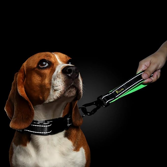 PLUTUS PET 10 Inch Short Dog Leash for Large Dogs with Locking Carabiner Clip &amp; Padded Handle（10”, Black）