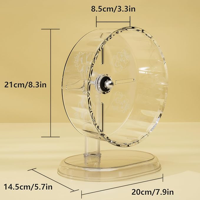 Silent Hamster Wheel – 8.3 Inch Syrian Hamster Running Wheel, Anti-Skid &amp; Height Adjustable, Easy to Clean (8.3inch)