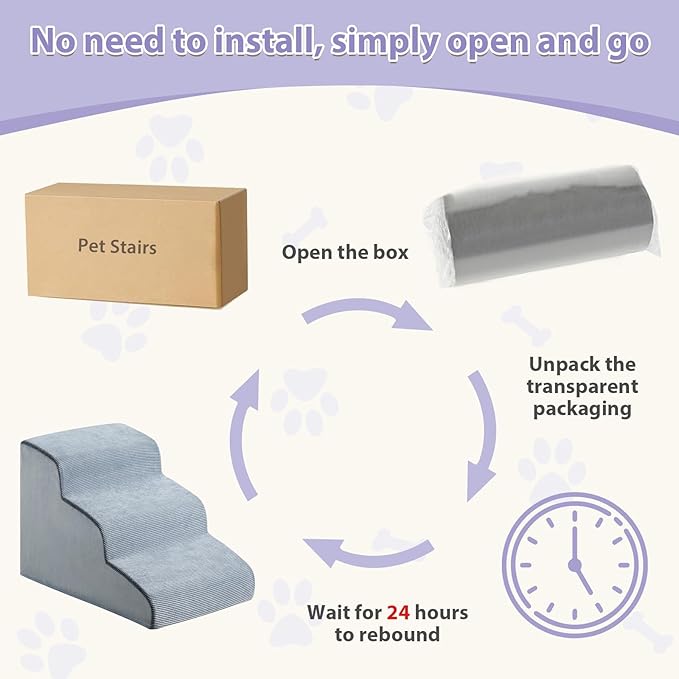 Dog Stairs for Small Dogs, 2-Steps Dog Ramp for Couch, Pet Stairs with Highly Supportive Foam and Non-Slip Bottom, Pet Steps for Cat &amp; Doggie (High 11.8 Inch)