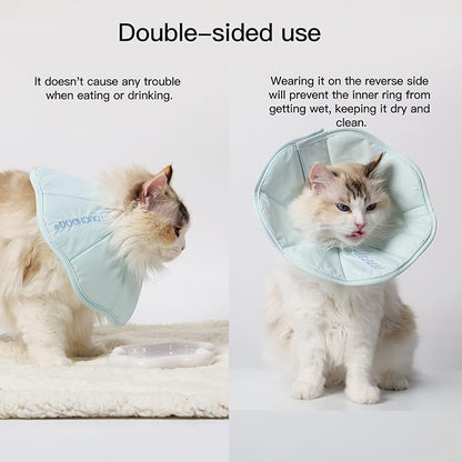 Touchdog Foldable Dog Cone Collar for Cats &amp; Dogs - Adjustable Soft Recovery Collar with Waterproof PU Coating, Lightweight Design, 24.5cm/9.6in Wide Barrier (Blue, S)