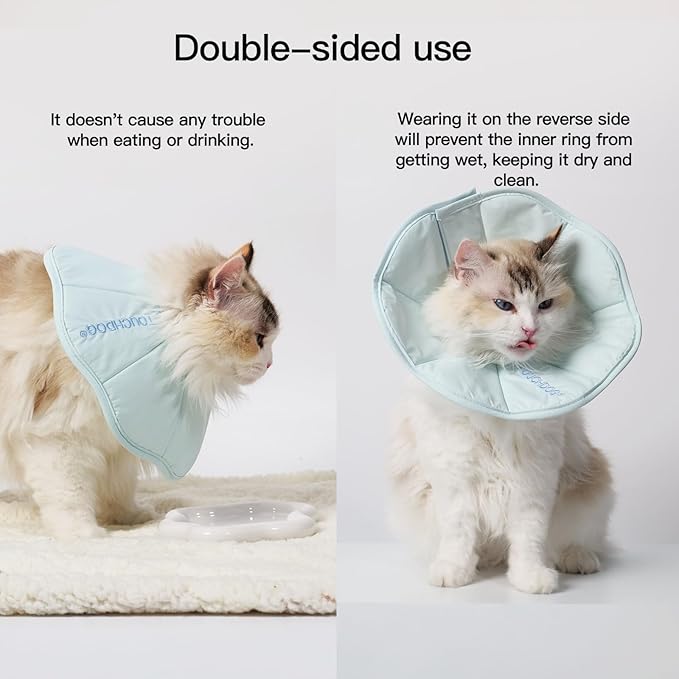 Touchdog Foldable Dog Cone Collar for Cats &amp; Dogs - Adjustable Soft Recovery Collar with Waterproof PU Coating, Lightweight Design, 24.5cm/9.6in Wide Barrier (Blue, L)
