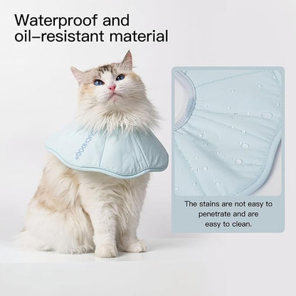 Touchdog Foldable Dog Cone Collar for Cats &amp; Dogs - Adjustable Soft Recovery Collar with Waterproof PU Coating, Lightweight Design, 24.5cm/9.6in Wide Barrier (Blue, M)