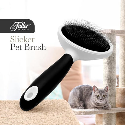 Fuller Brush Slicker Pet Brush - Angled Fine Steel Wires - Ergonomically Designed Rubberized Handle For Comfort &amp; Control - Remove Shedding &amp; Matted Hair - Tool For Grooming Dogs &amp; Cat