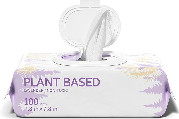 100 PCS Dog Wipes for Paws and Butt Hypoallergenic Pets Cleansing &amp; Deodorizing Anal Gland Hygienic Puppy Wipes for Dogs Face and Body Wipes Cleaning Fur Doggie Wipes Doggy Wipes (Lavender)
