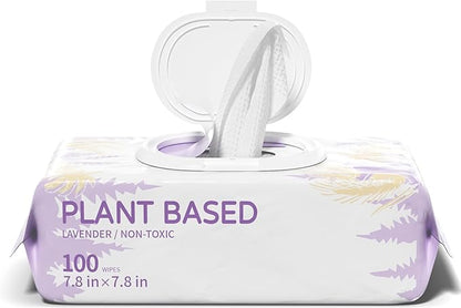 100 PCS Dog Wipes for Paws and Butt Hypoallergenic Pets Cleansing &amp; Deodorizing Anal Gland Hygienic Puppy Wipes for Dogs Face and Body Wipes Cleaning Fur Doggie Wipes Doggy Wipes (Lavender)